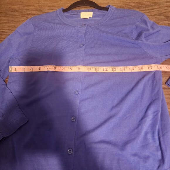 Caslon Crew neck Button Up Cardigan Blue Med- Hole in sleeve - Picture 4 of 10